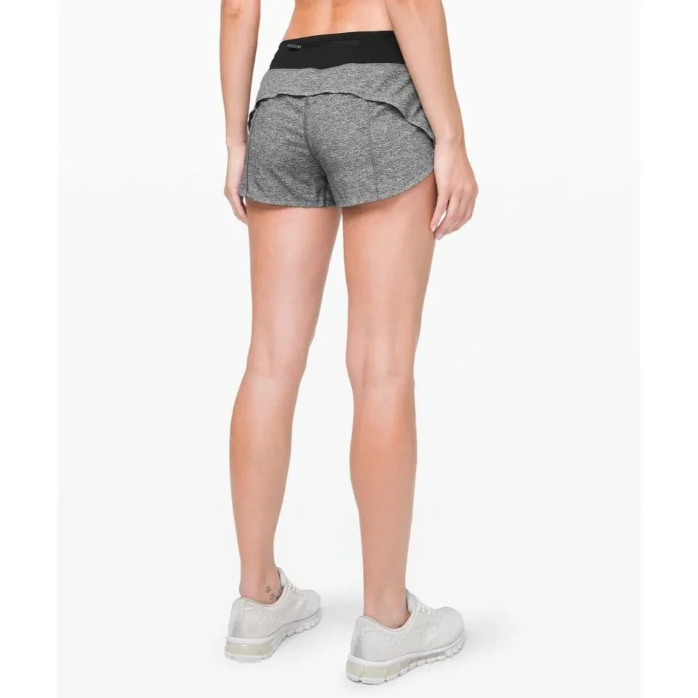 Lululemon Run Speed Up Shorts Womens 4 Heather Gray Black Liner Drawcord Workout - Picture 3 of 11